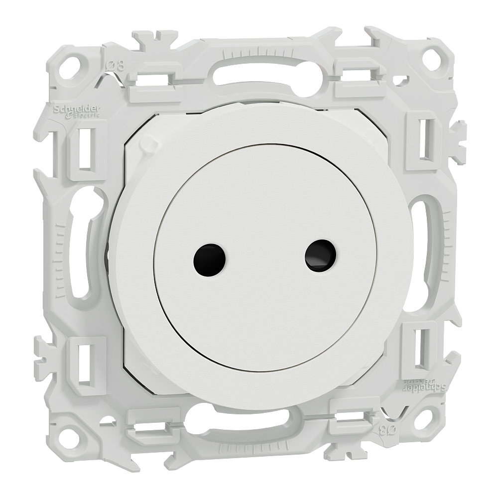 Odace - prise 2P affleurante - bornes automatiques - blanc craie