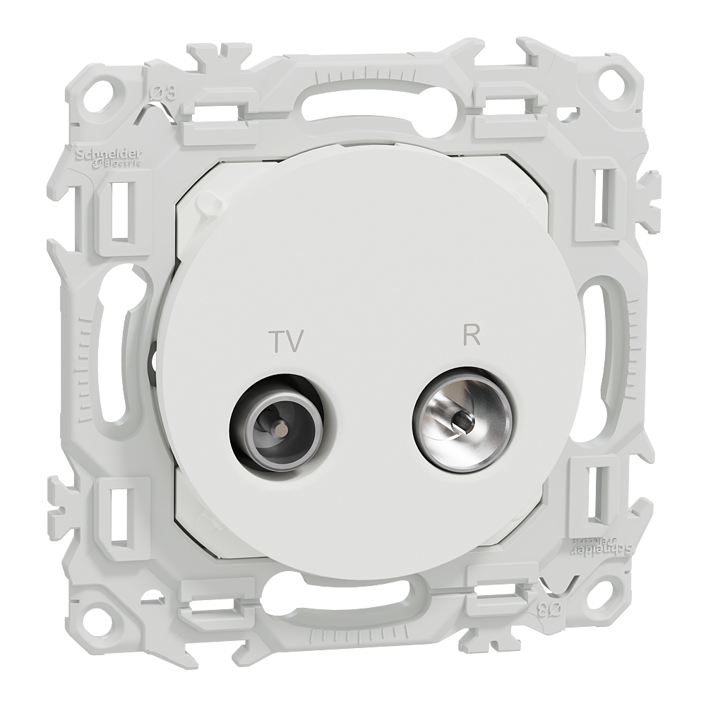 Odace - prise TV/FM - sorties coaxiales - blanc craie