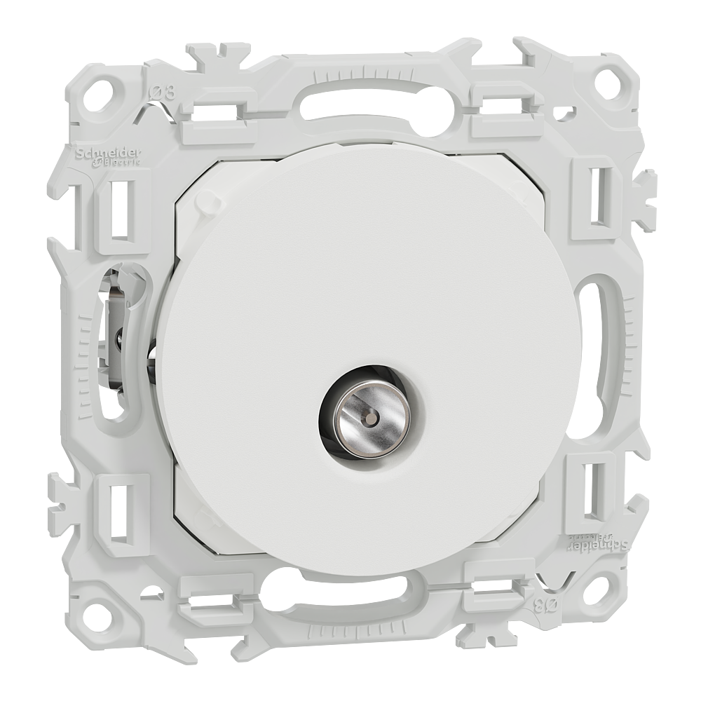 Odace - prise TV simple mâle avec griffes - blanc craie