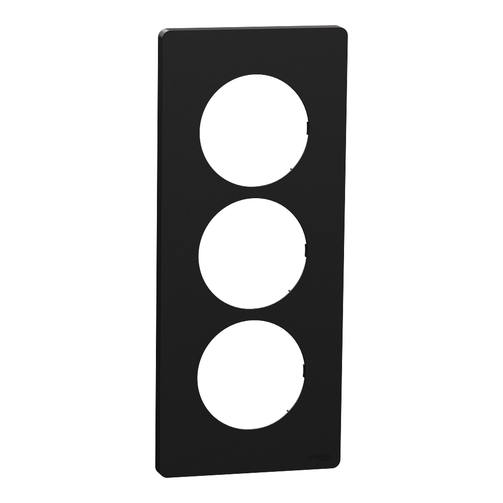 Odace Architecte - plaque 3 postes entraxe spécifique 57mm - Noir onyx