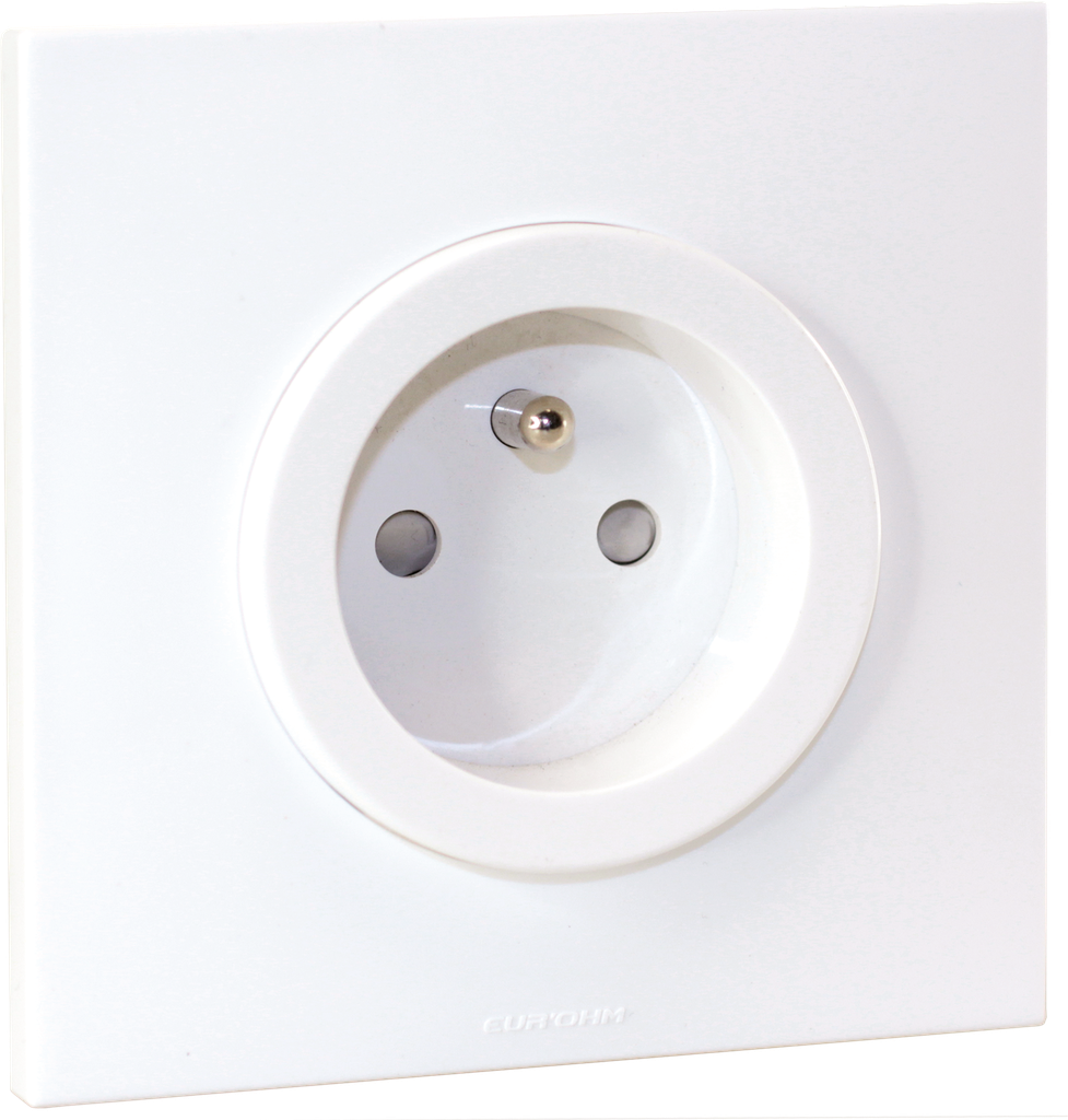 Square - prise 2P+T + plaque - blanc