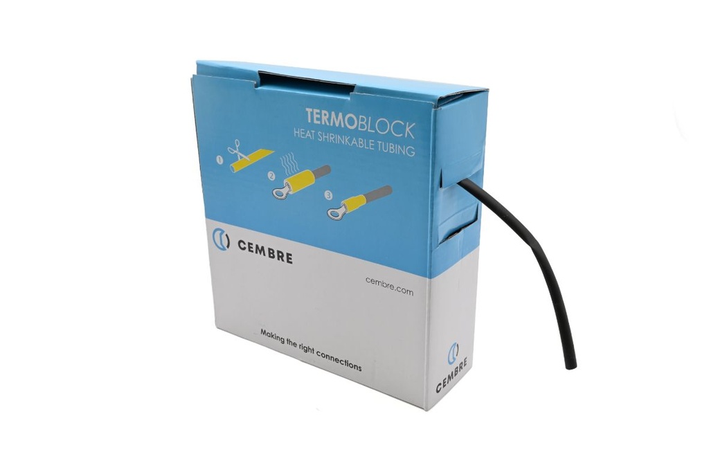 Gaine thermo 2:1 en cassette 4,8 mm av. rétreint L 10 m noire