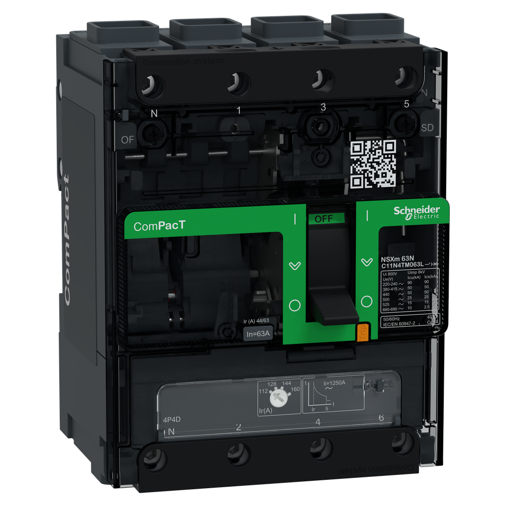 ComPacT NSXmN - disjoncteur - TM-D 63A - 4P4D - 50kA - borne EverLink