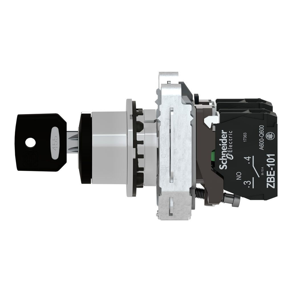 Harmony XB4 - bouton à clé 455 - flush - 3 pos fix - retr C - 2F - vis étr