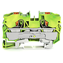 Borne de protection pour 2 conducteu avec poussoir 10mm², vert-jaune