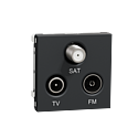 Unica - prise TV + FM + SAT - 2 mod - Anthracite - méca seul