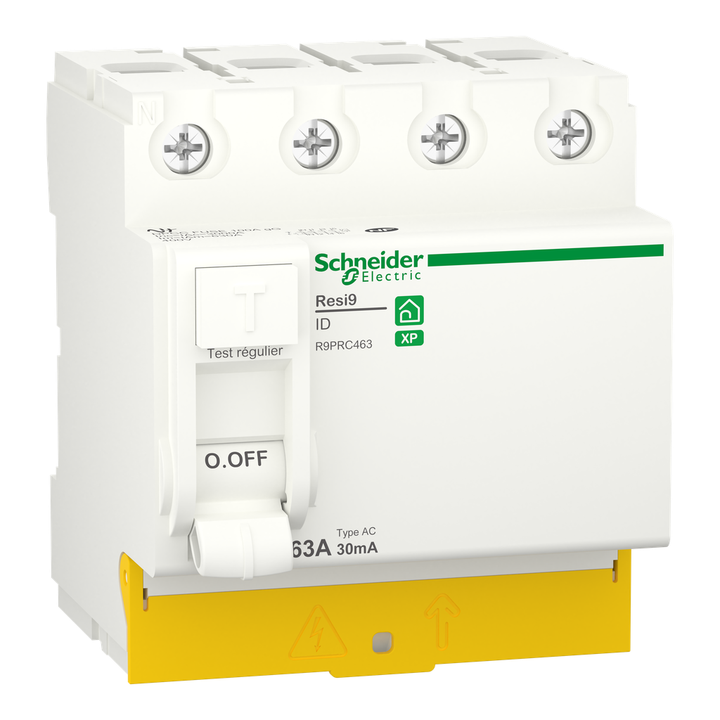Resi9 - interrupteur différentiel - 4P - 63A - 30mA - Type AC - peignable