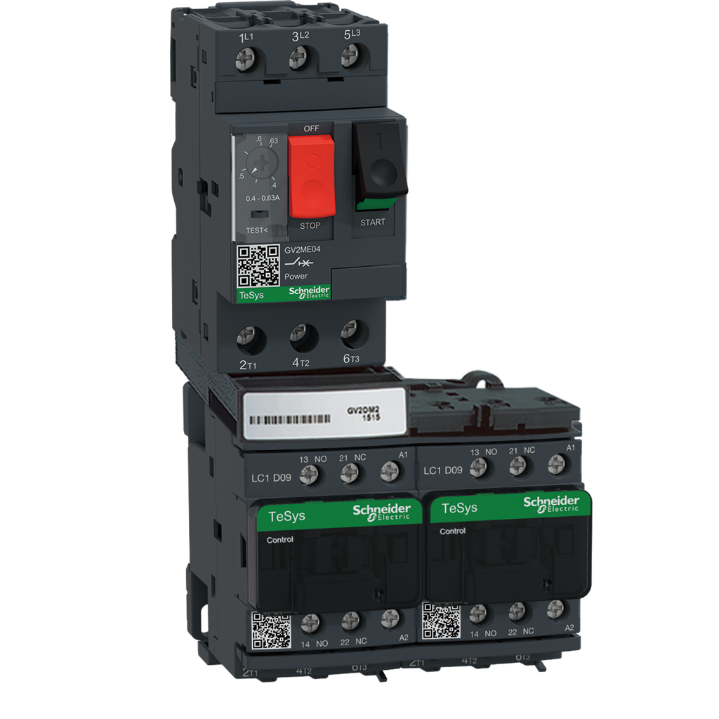 TeSys GV2DM - démarreur combiné 2 sens de marche - 0,63..1A - 24Vcc