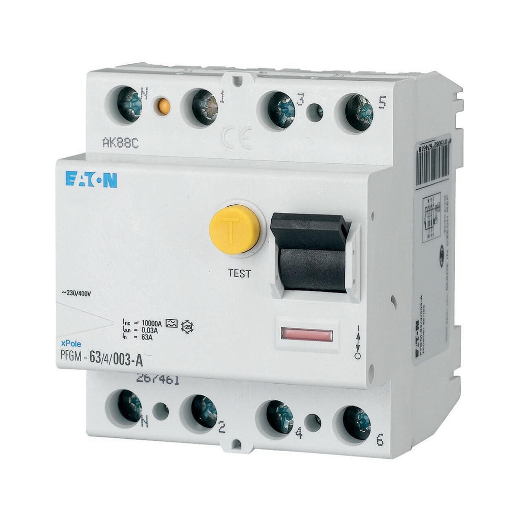 Interrupteur différentiel PFGM, 4P, 63A 300mA type AC