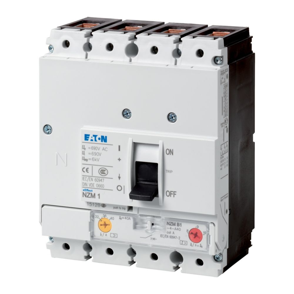 Disjoncteur NZM1, 4P, 63 A, 25 kA, IEC, borne à cage, magnétothermique