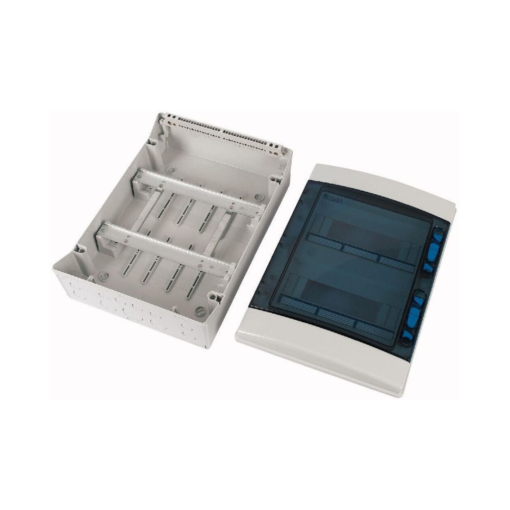 Coffret 2 rangées 24 modules, avec barrette N/PE, porte transparente, IP65