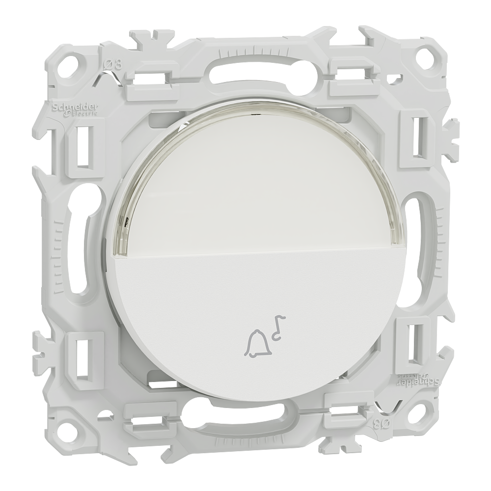 Odace - bouton-poussoir porte-étiquette - symbole carillon - blanc craie