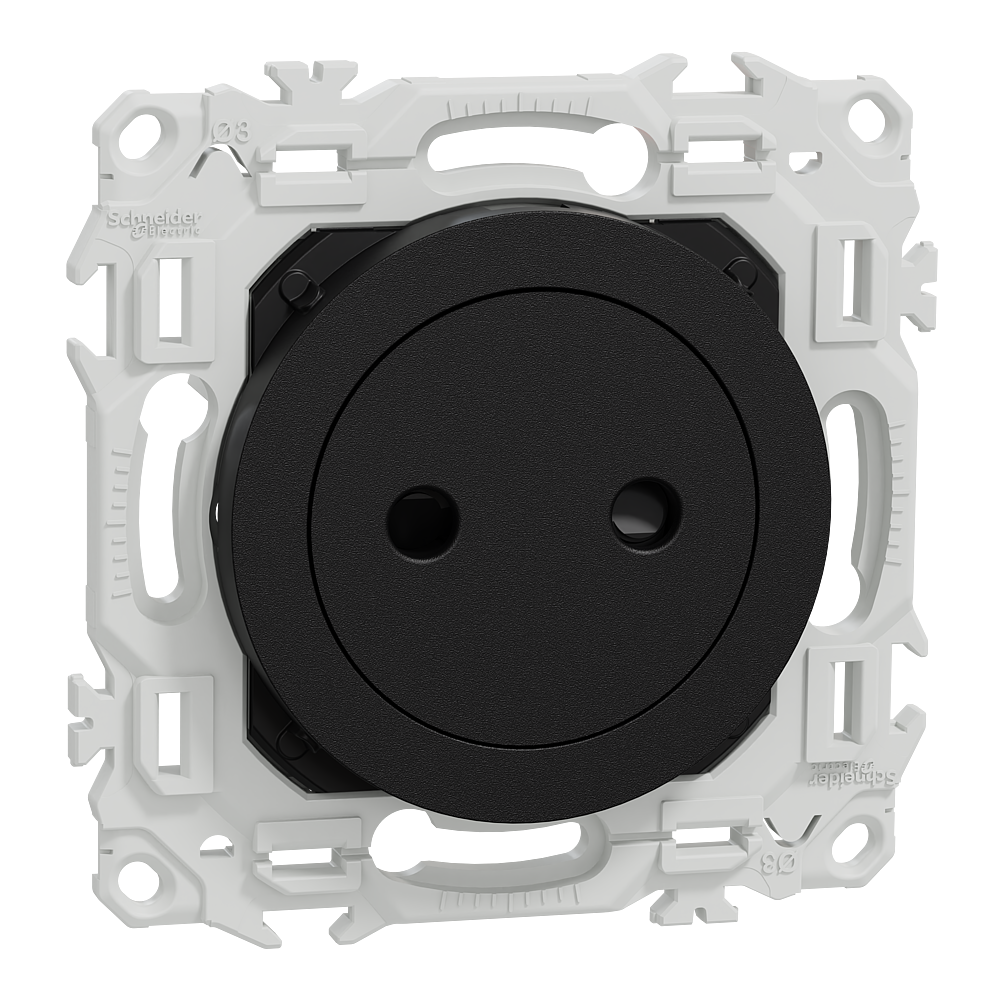 Odace - prise 2P affleurante - bornes automatiques - noir onyx