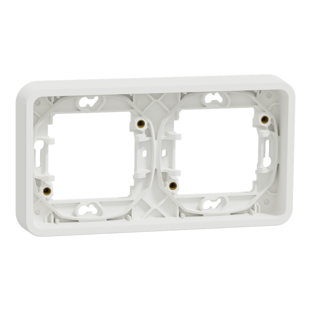 Mureva Styl - Cadre 2 postes horizontal - encastré - IP55 - IK08 - blanc