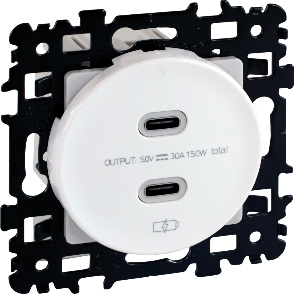 SQUARE chargeur dble USB C 5,5V BLC