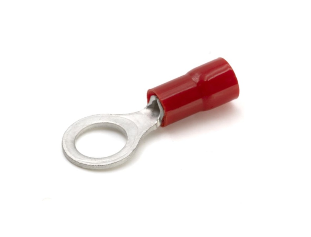 Cosse préisolée ronde rouge (0,25 à 1,5 mm²) - Diam. 6 mm