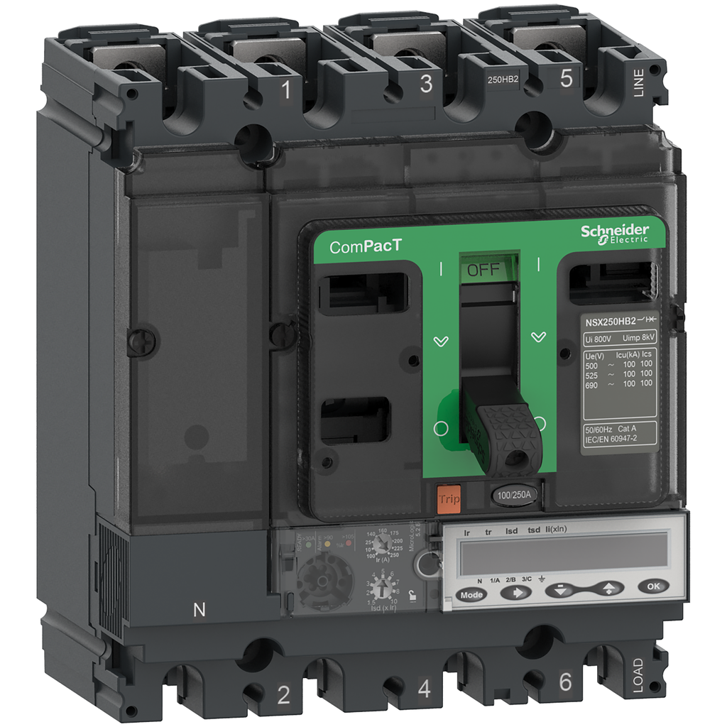 ComPacT NSX250HB2 - Disjoncteur - MicroLogic 5.2E 250A - 4P4D - 100kA - fixe