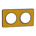 Odace 2011 Touch - plaque 2 postes H/V 71mm Kvadrat ocre avec liseré bleu cobalt