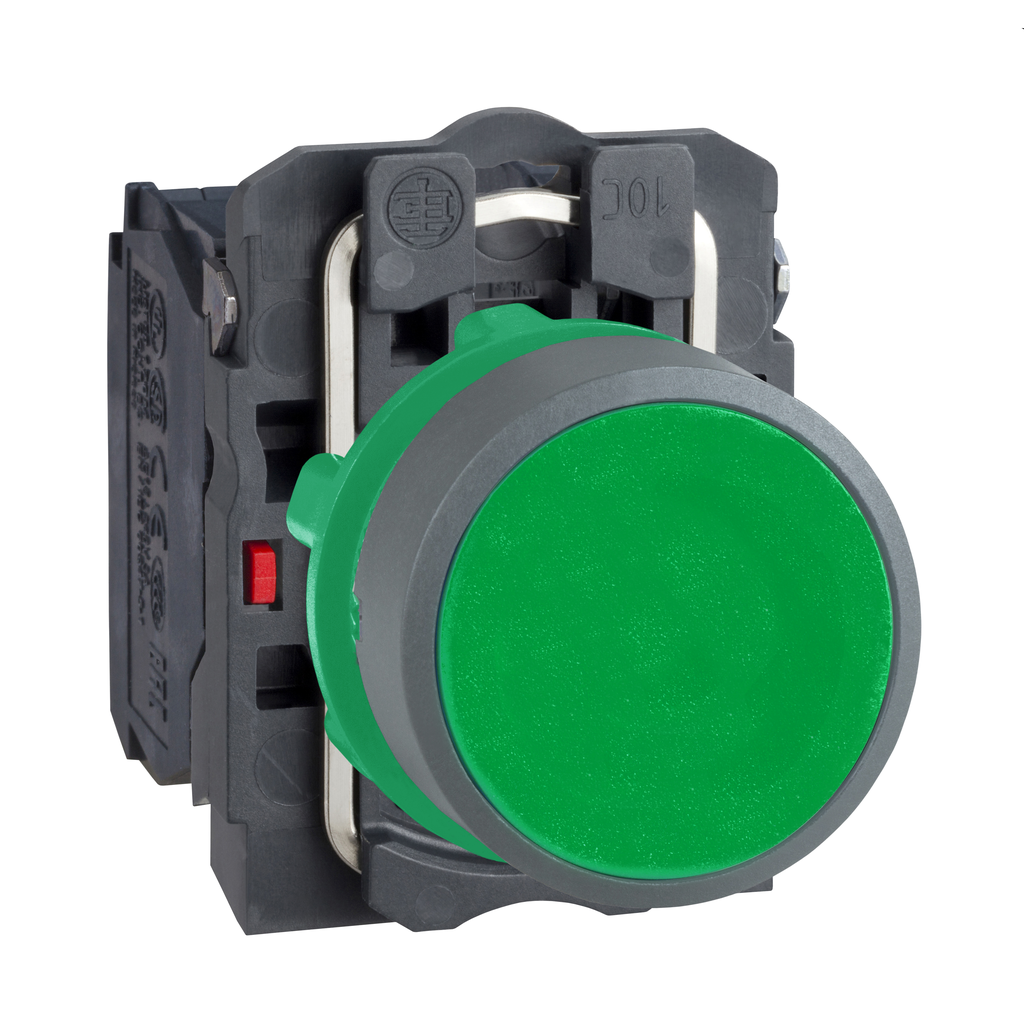 Harmony XB5 - bouton poussoir à impulsion - Ø22 - col grise - vert - 1O+1F - vis