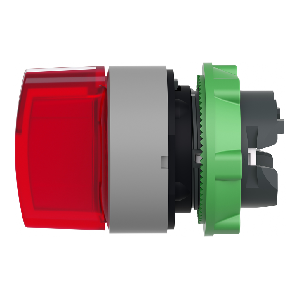 Harmony XB5 - tête bouton tournant lumin - Ø22 - col grise - 3 pos fix - rouge
