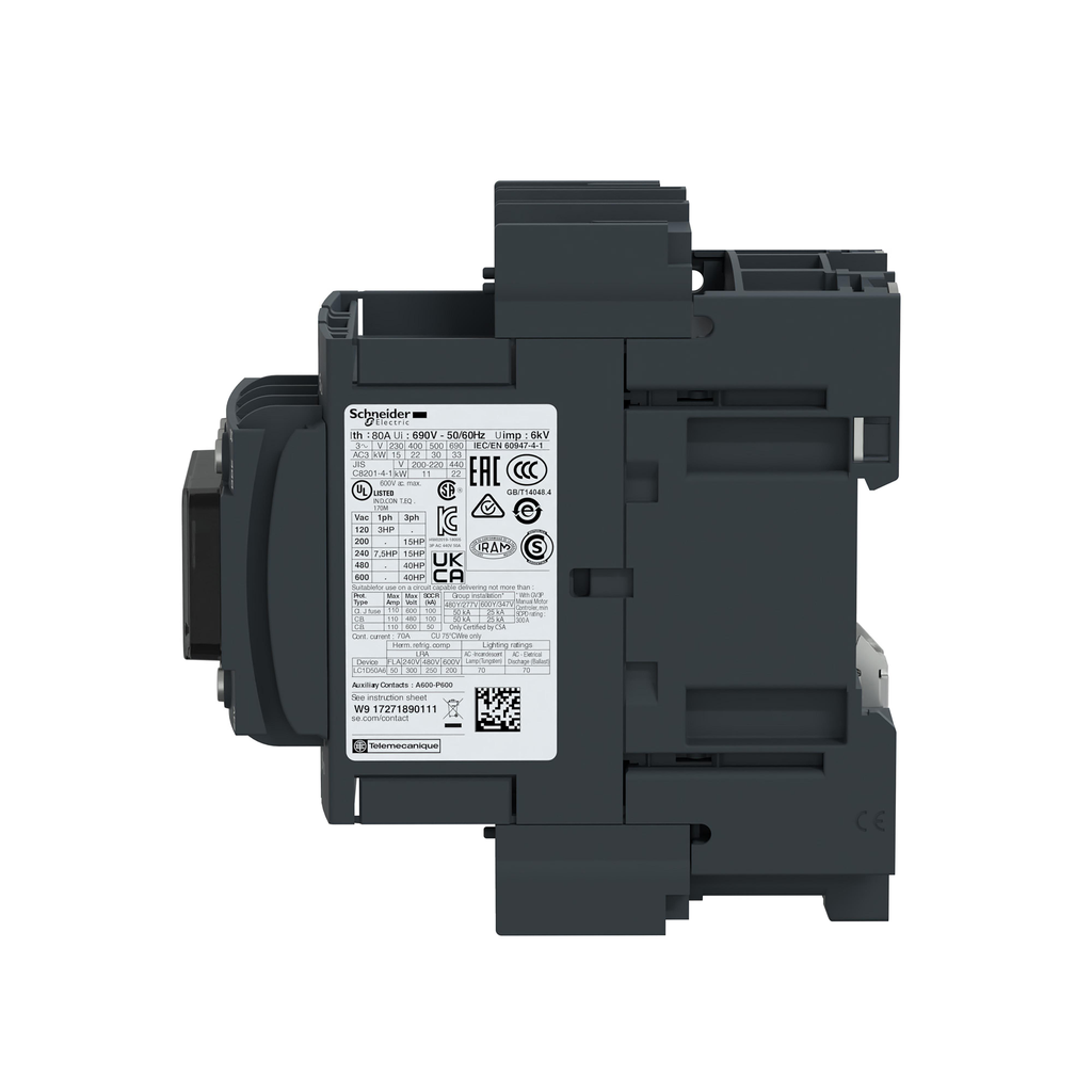 TeSys D Green - contacteur 3P (3NO) 50A - 24VCC - basse conso - cosses