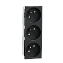 Unica - prise triple 2P+T - FR - 45° - Anthracite - méca seul