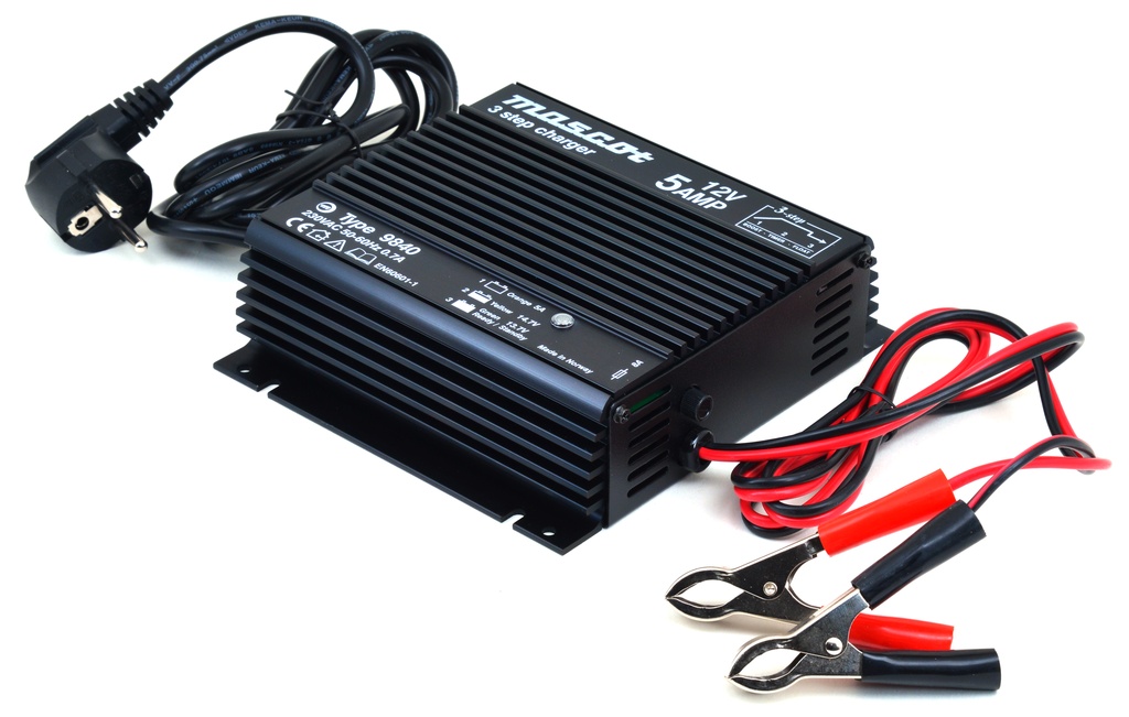 Unité(s) Chargeur plomb 12V/5A 230V Mascot 9840 - pinces crocodiles (Intelligent