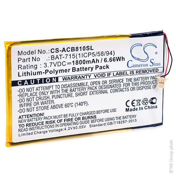 Batterie(s) Batterie tablette 3.7V 1800mAh