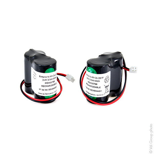 Lot(s) de 2 Batterie eclairage secours (x2) 2x SC HT 2S1P ST1 2.4V 2.5Ah JST