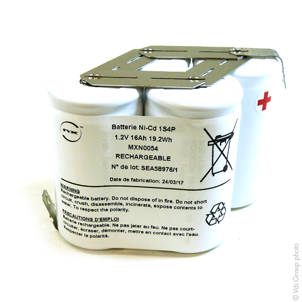 Pack(s) Batterie eclairage secours 4x D HT 1S4P ST6 1.2V 16Ah Cosse