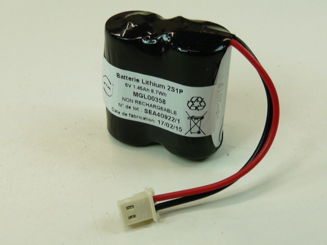 Pack(s) Batterie lithium 2x CR123 2S1P ST1 6V 1.6Ah 5264