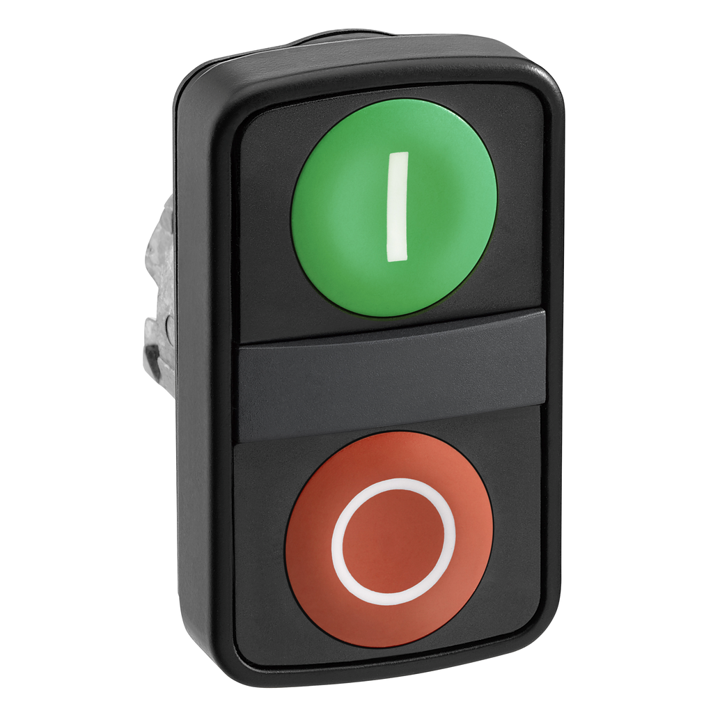 Harmony XB4 - tête bouton double touche - Ø22 - marqué - vert/rouge