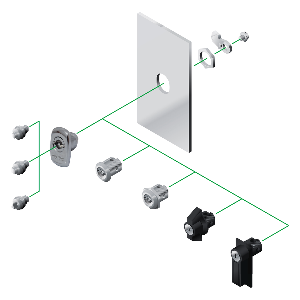 PanelSeT - Serrure à clé double barre 3mm ronde - 100% inox