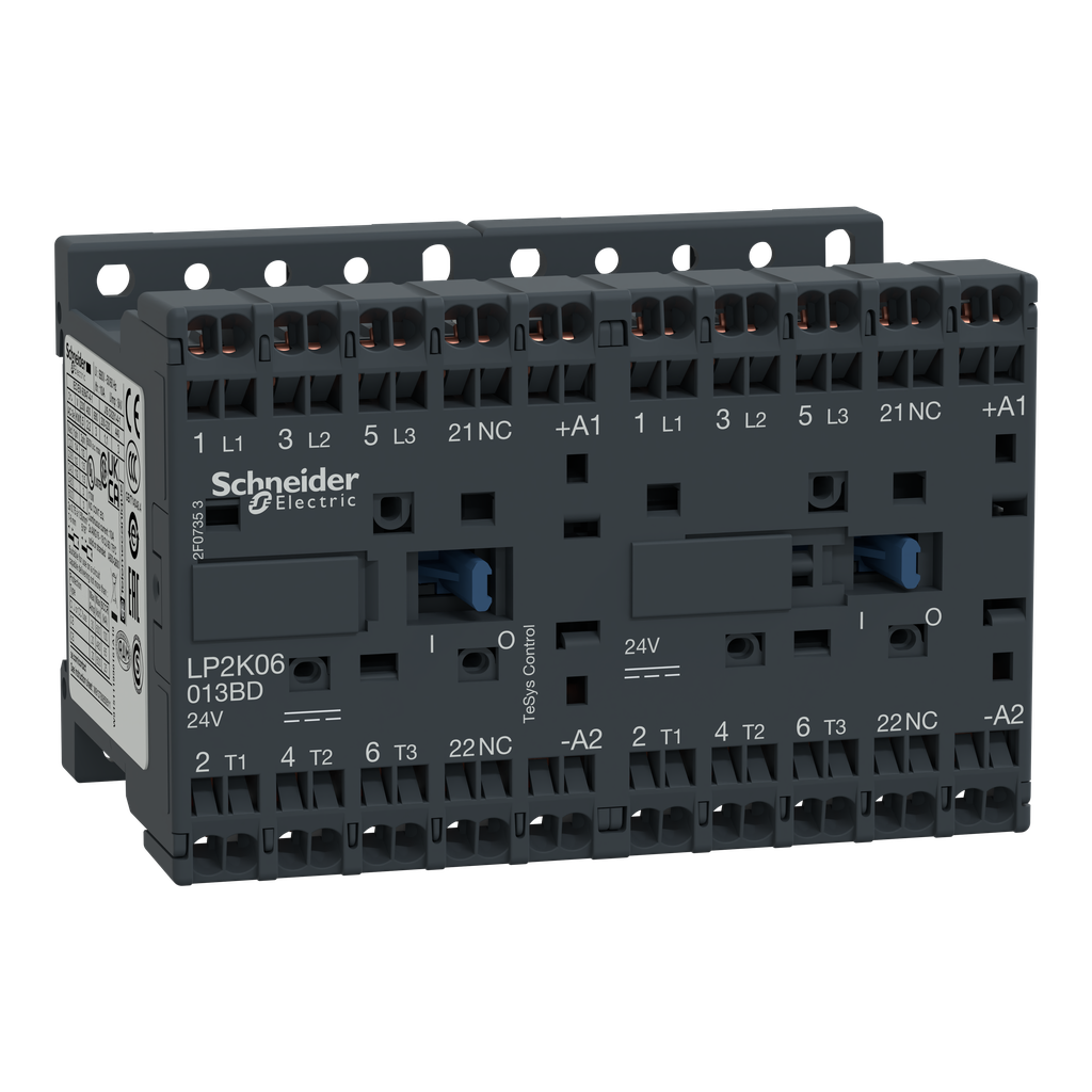 TeSys LP2K - contacteur inverseur - 3P - AC-3 440V - 9A - bobine 24Vcc