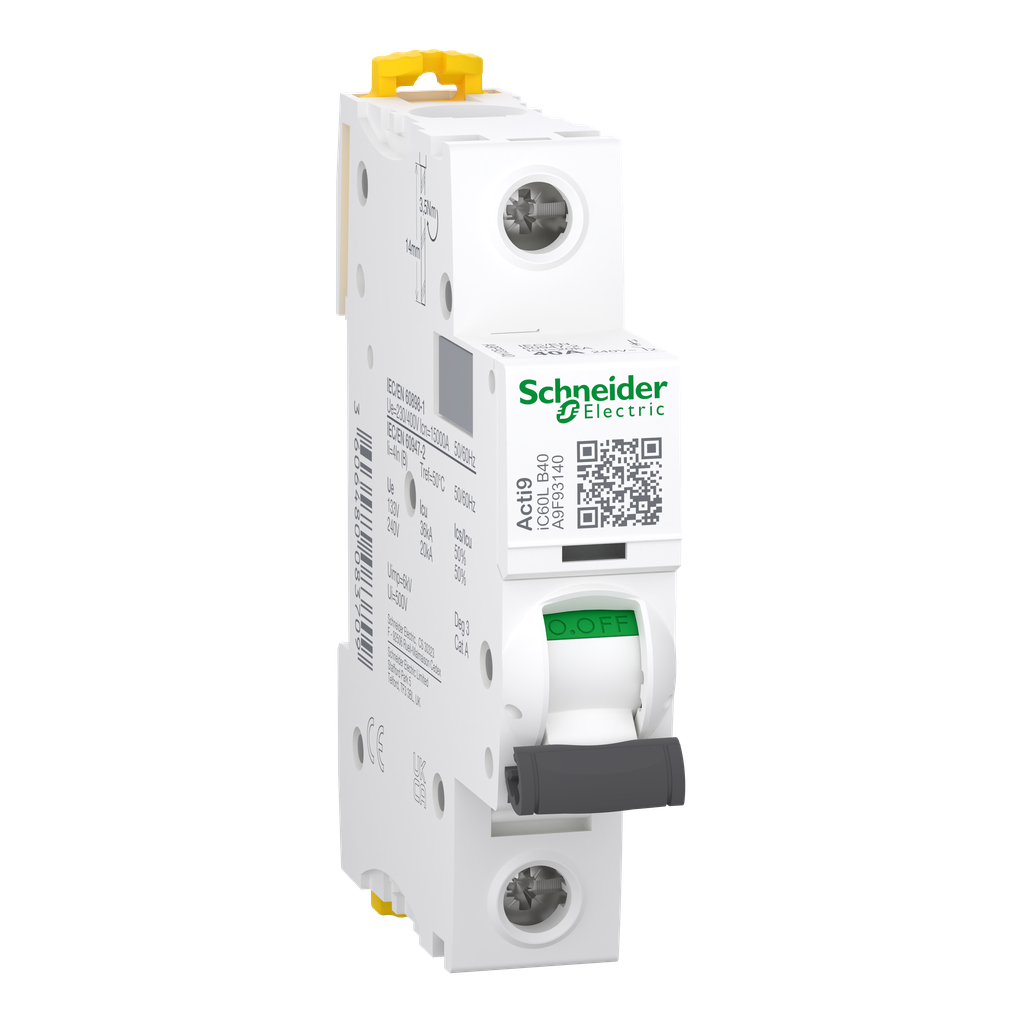 Acti9 iC60L - Disjoncteur - 1P - 40A - Courbe B - 230Vac - 15000A/20kA