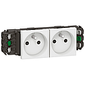 Prise 2x2P+T Mosaic pour goulotte DLP monobloc - 4 modules - blanc