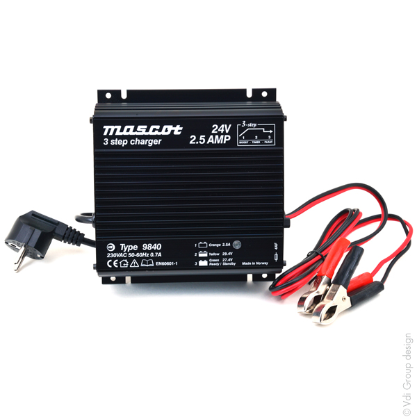 Unité(s) Chargeur plomb 24V/2.5A 230V Mascot 9840 - pinces crocodiles (Intellige