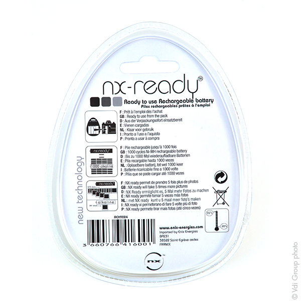 Blister(s) x 2 Accus Nimh blister x2 C NX READY 1.2V 4000mAh