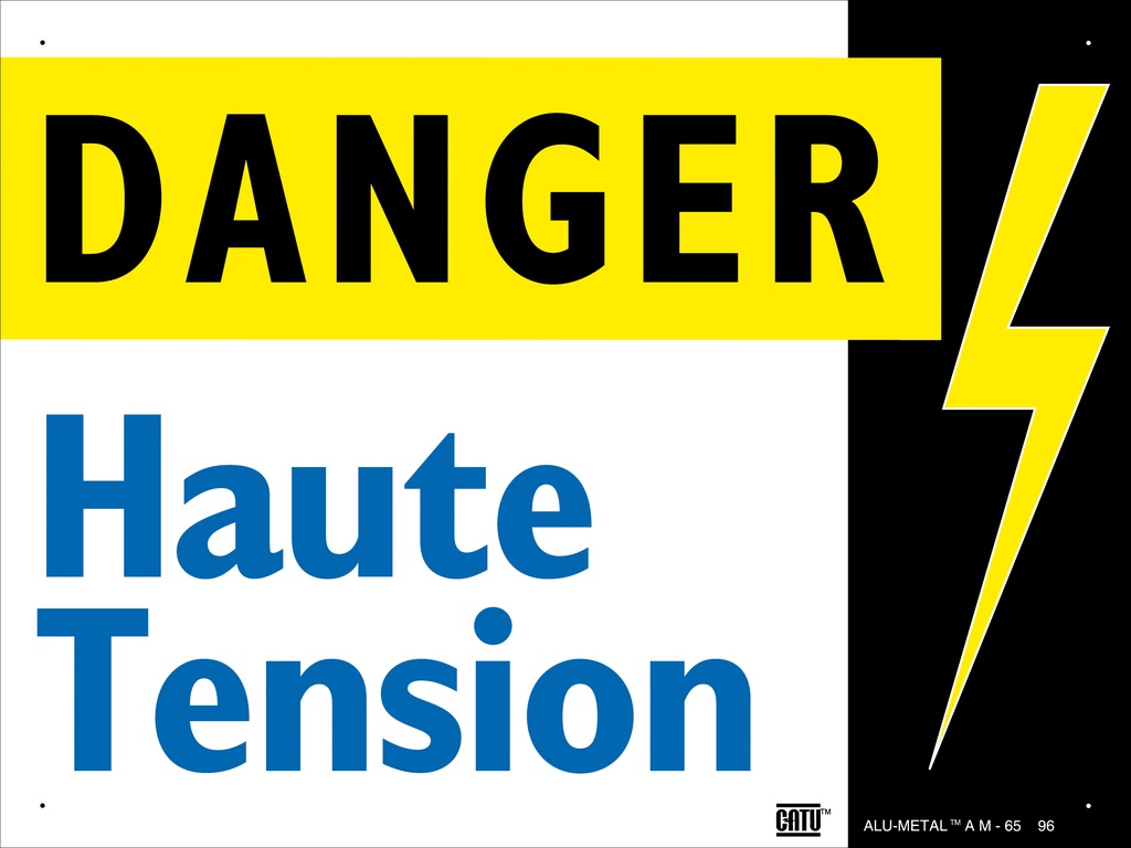 Affiche Alumétal de signalisation "DANGER HAUTE TENSION" 200 x 150 mm.