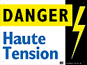 Affiche Alumétal de signalisation "DANGER HAUTE TENSION" 200 x 150 mm.