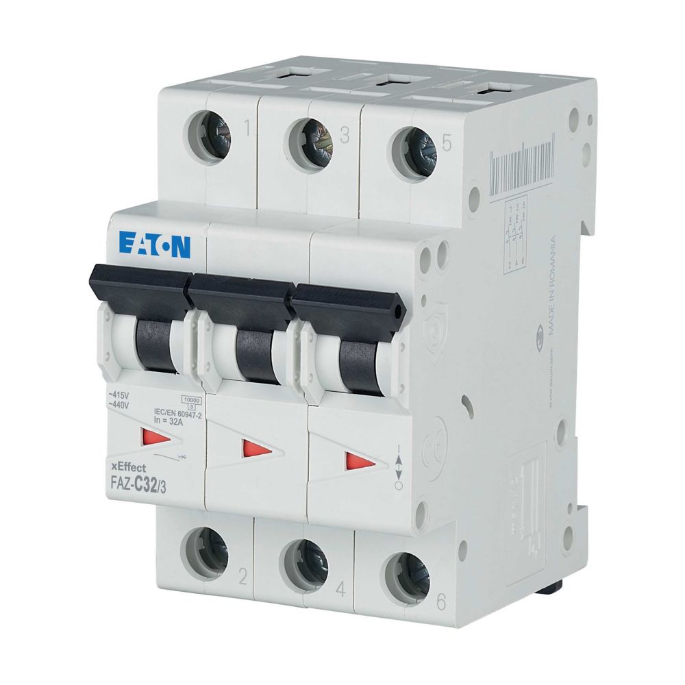 Disjoncteur modulaire FAZ, 32A, 3P, 15kA (IEC/EN 60947-2), courbe C