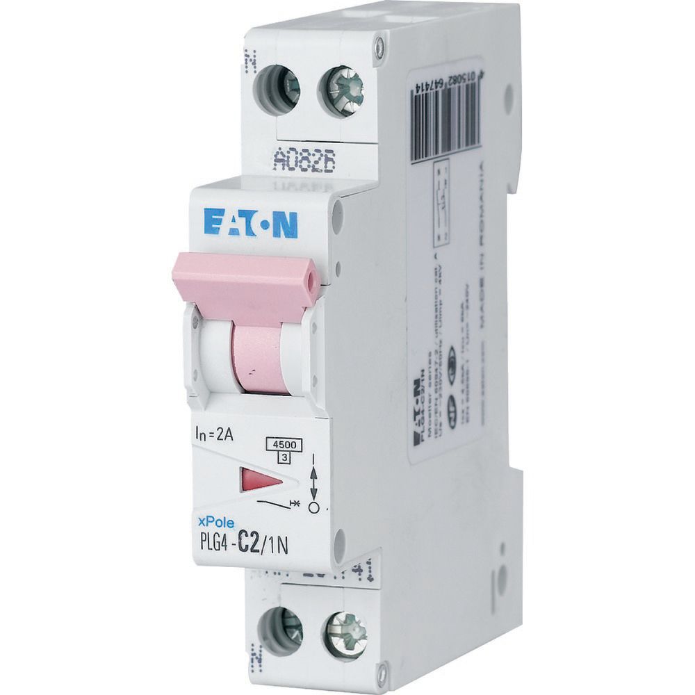 Disjoncteur modulaire, 1P+N, 2A, courbe C, 4,5kA (EN 60898)