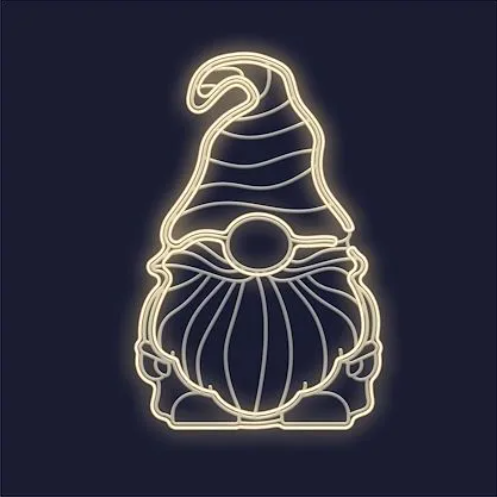 Alphonse - Petit Gnome H60cm - Impr 3D  - néon blanc chaud -230V