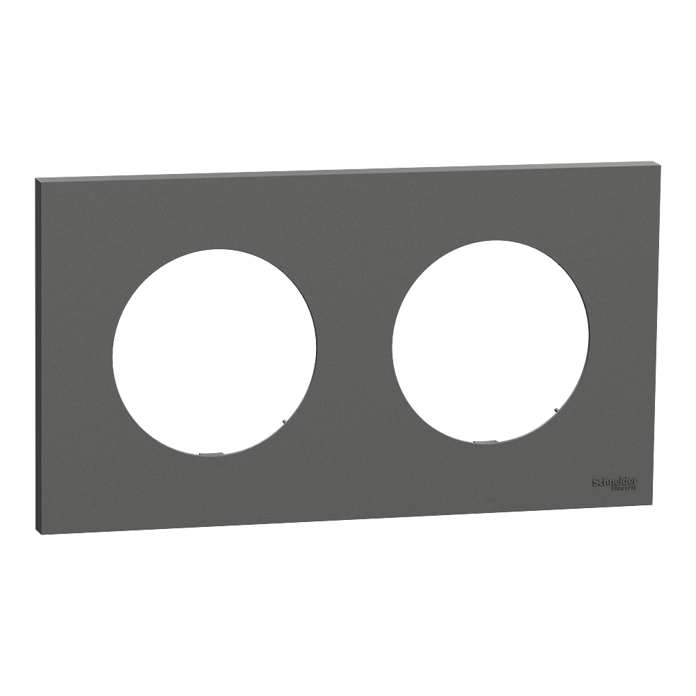 Odace - plaque de finition 2 postes - couleur Gris basalte