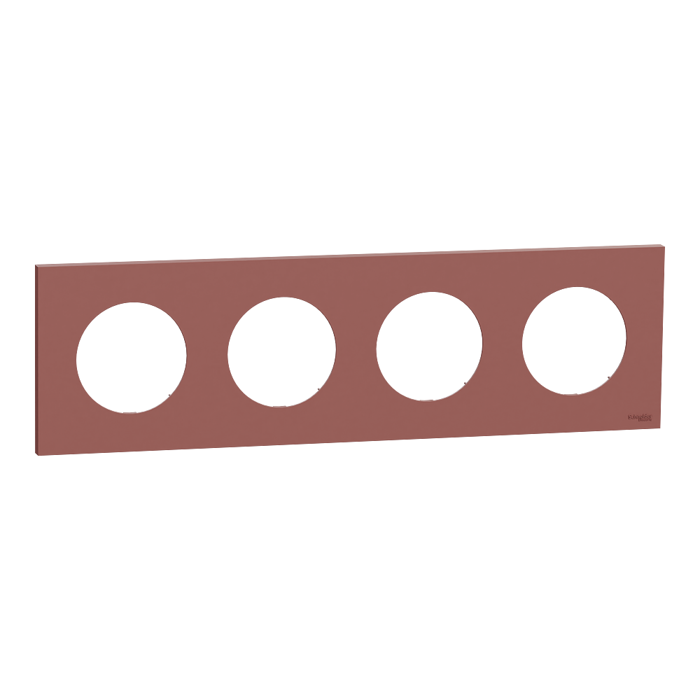 Odace - plaque de finition 4 postes - couleur Rose grenat