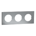 Odace Métal - plaque de finition 3 postes - effet Titane support noir