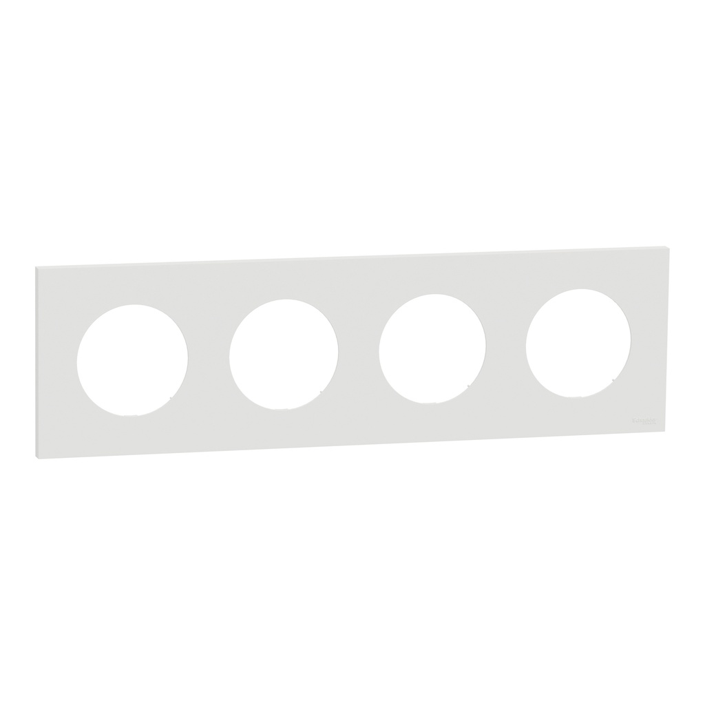 Odace - plaque de finition 4 postes - couleur Blanc craie