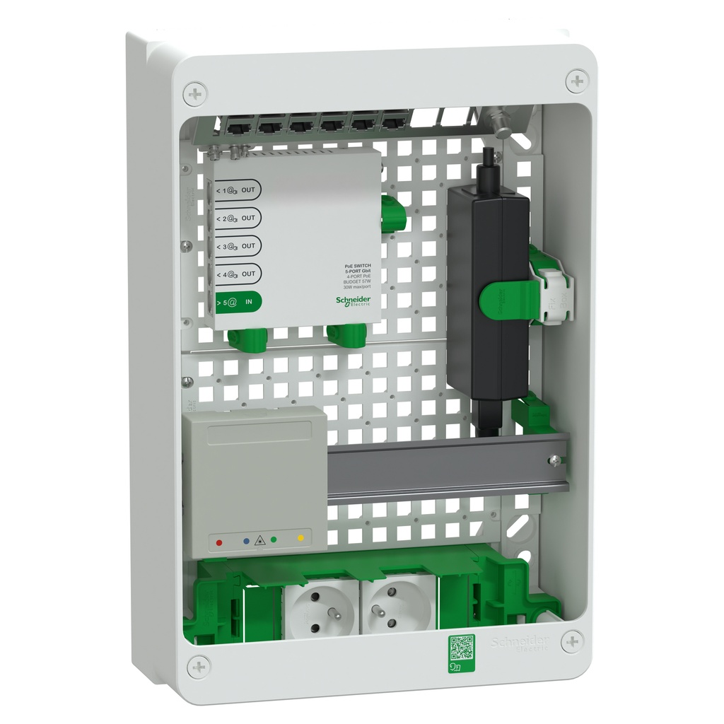 Resi9 Connect - Coffret 13M2R Switch 5 ports PoE - 2 PC - grade 3TV 6xRJ45 cat6a