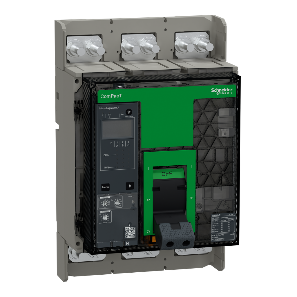 ComPacT NS630N - disjoncteur - MicroLogic 2.A 630A - 3P - 50kA - fixe - manuel