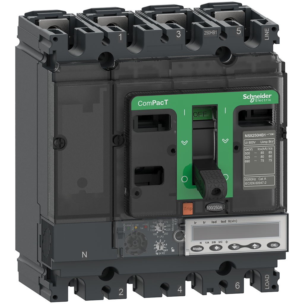 ComPacT NSX250R - Disjoncteur - MicroLogic 6.2E 160A - 4P4D - 200kA - fixe